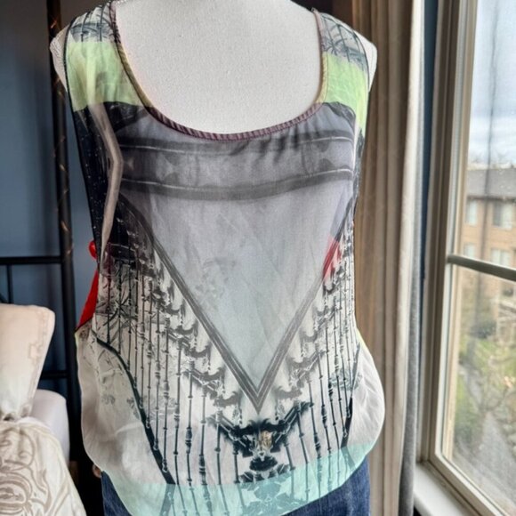 Zara Multicolour Print Sheer Tank Top - Picture 3 of 13